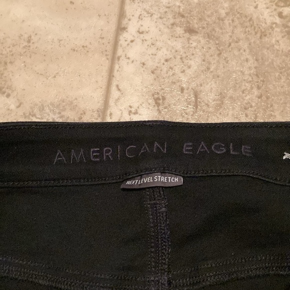 American Eagle black high-rise jeggings/jeans with rips. - Picture 4 of 7